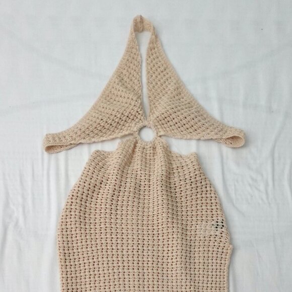 NWT Swim Ring Linked Cut Out Tie Backless Split Thigh Cover Up Dress - Picture 5 of 6